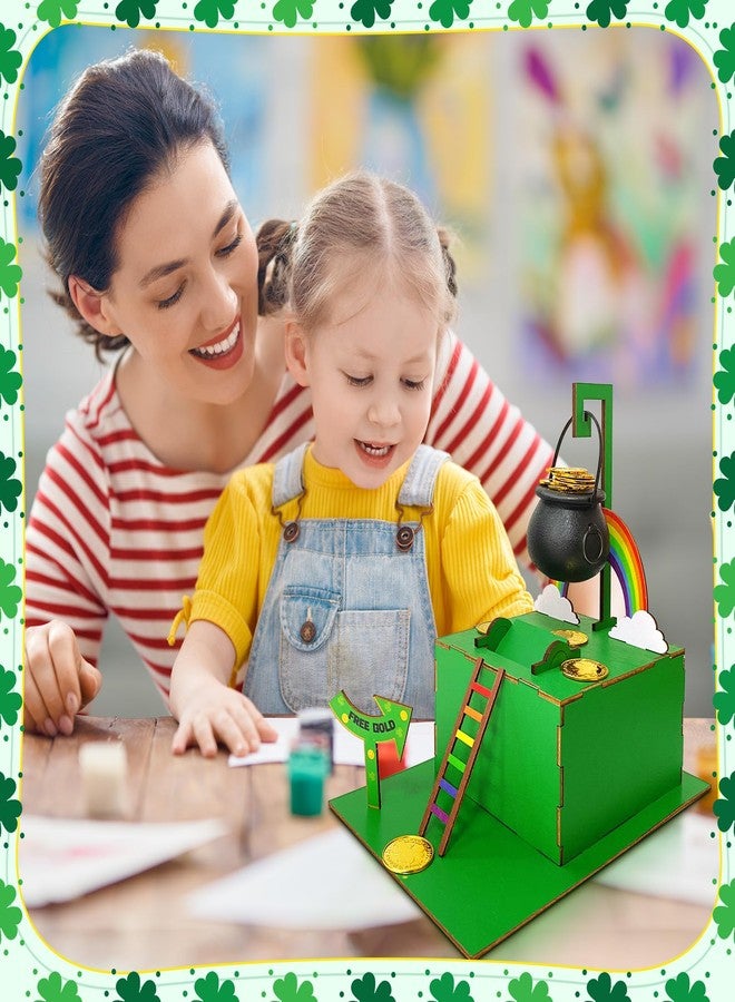 Bailiyake St. Patrick's Day Wood DIY Leprechaun Trap Kit St Patricks Day Party Decorations DIY to Catch a Leprechaun Trap Wood Craft Set for Classroom Home Rainbow Irish Shamrock Party Supplies - Image 5